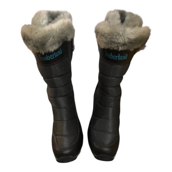 Timberland Black Fur Trimmed Winter Carnival Tall Boot / Girl size 3 - Picture 2 of 3